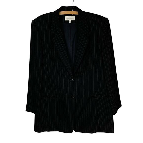 Casual Corner Oversized Boxy Black & White Pinstriped Corp Core Blazer - Size 14 - Picture 1 of 9